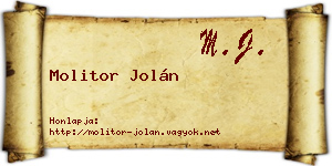 Molitor Jolán névjegykártya